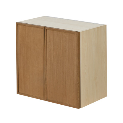 Natural Box Oak Slim - 27"W × 30"H Standard Wall Cabinet 2-Doors 2-Adjustable Shelves