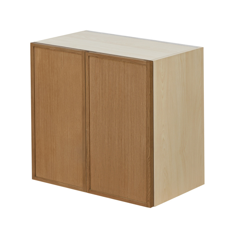 Shady Slim Oak - 27"W × 30"H Standard Wall Cabinet 2-Doors 2-Adjustable Shelves