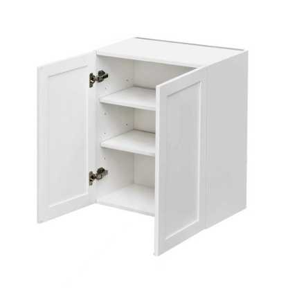 White Shaker - 27"W × 30"H Standard Wall Cabinet 2-Doors 2-Adjustable Shelves