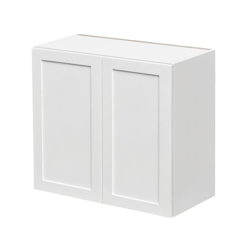White Shaker - 27"W × 30"H Standard Wall Cabinet 2-Doors 2-Adjustable Shelves