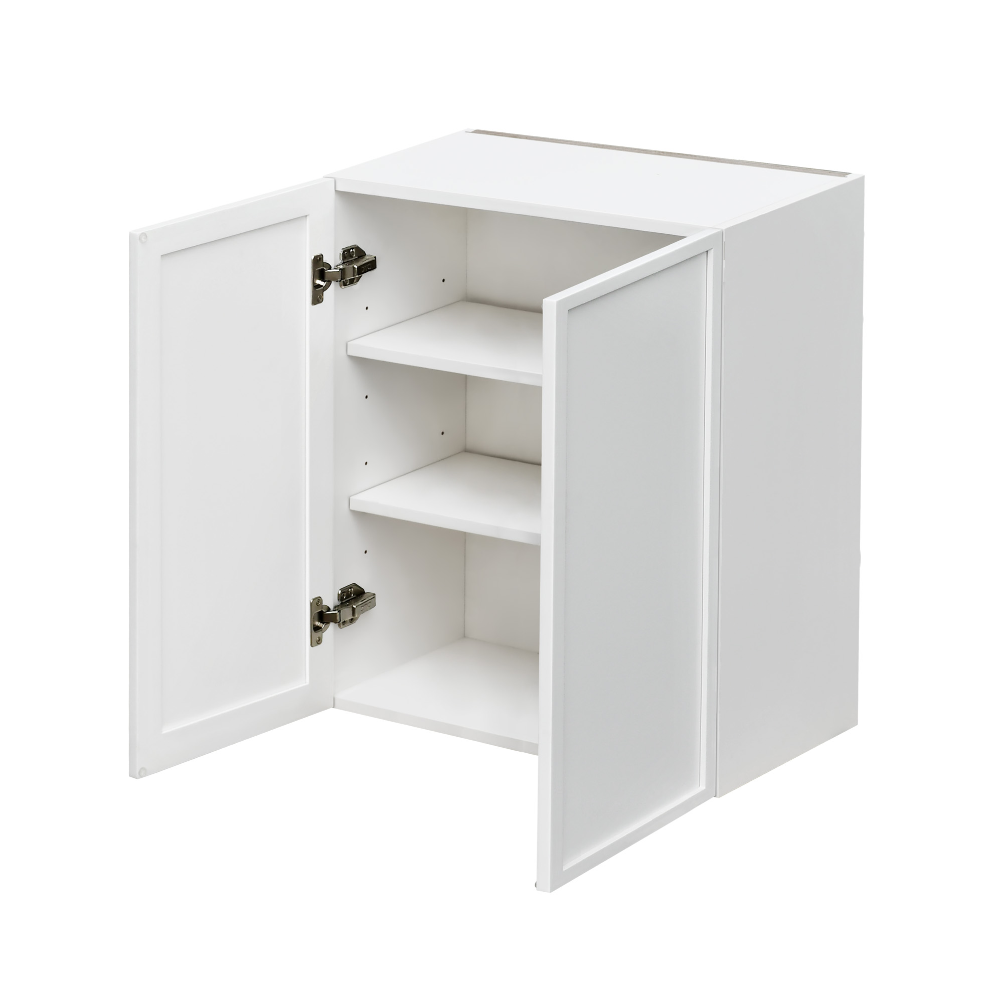 Slim White Shaker - 27"W × 30"H Standard Wall Cabinet 2-Doors 2-Adjustable Shelves
