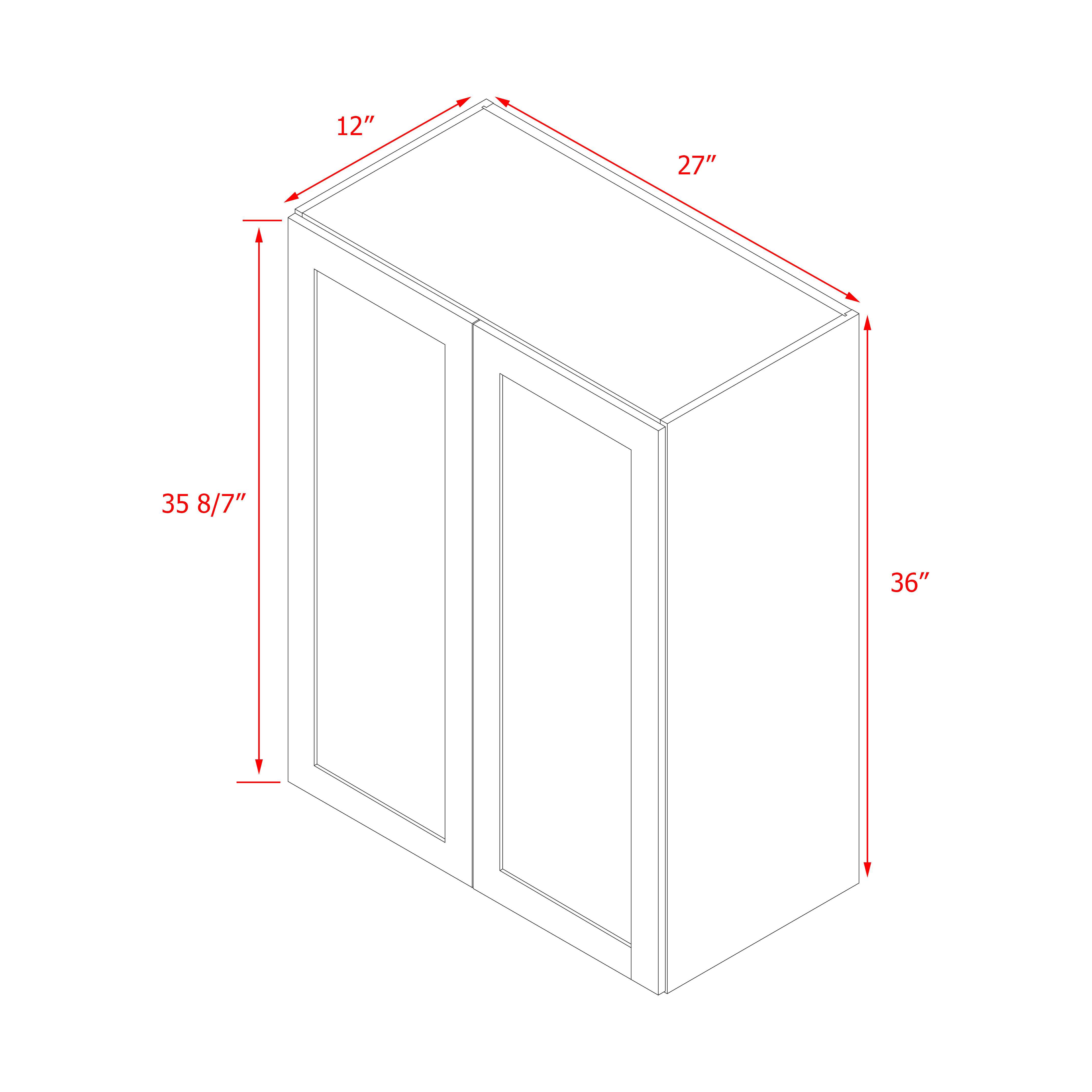 Mallroca Dolphin Gray Shaker - 27"W × 36"H Standard Wall Cabinet