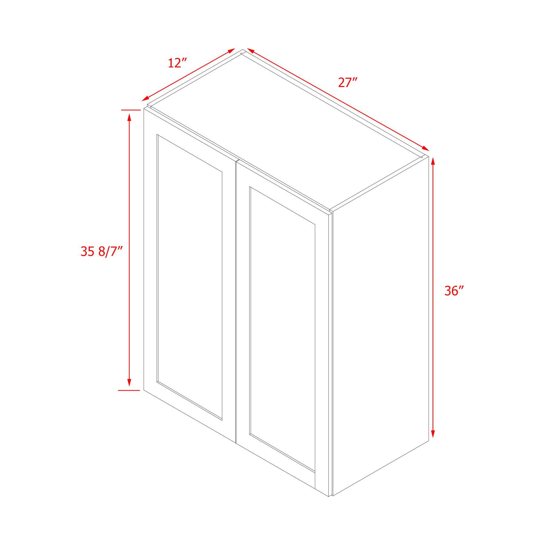 Mallroca Dolphin Gray Shaker - 27"W × 36"H Standard Wall Cabinet