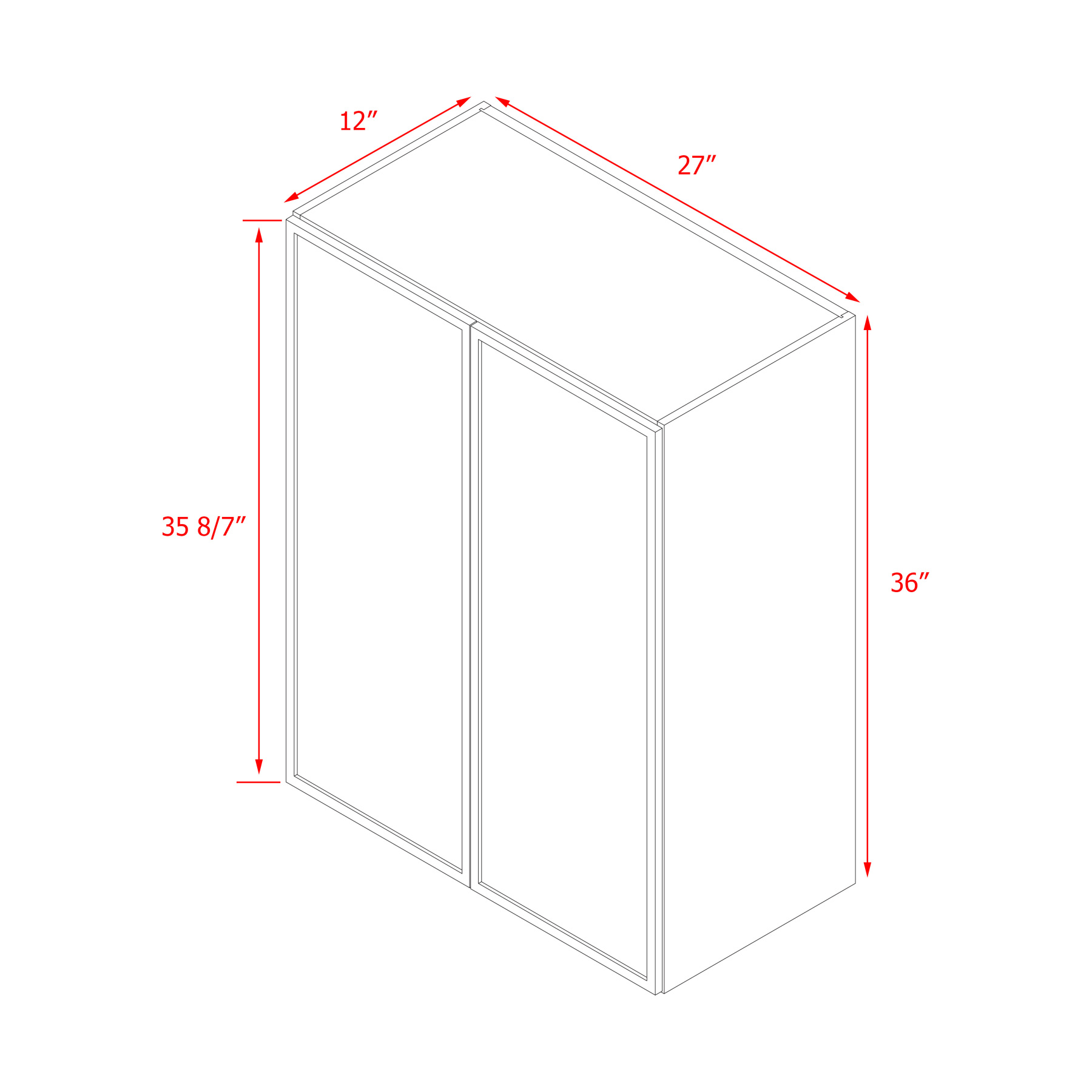 Shady Slim Oak Shaker - 27"W × 36"H Standard Wall Cabinet