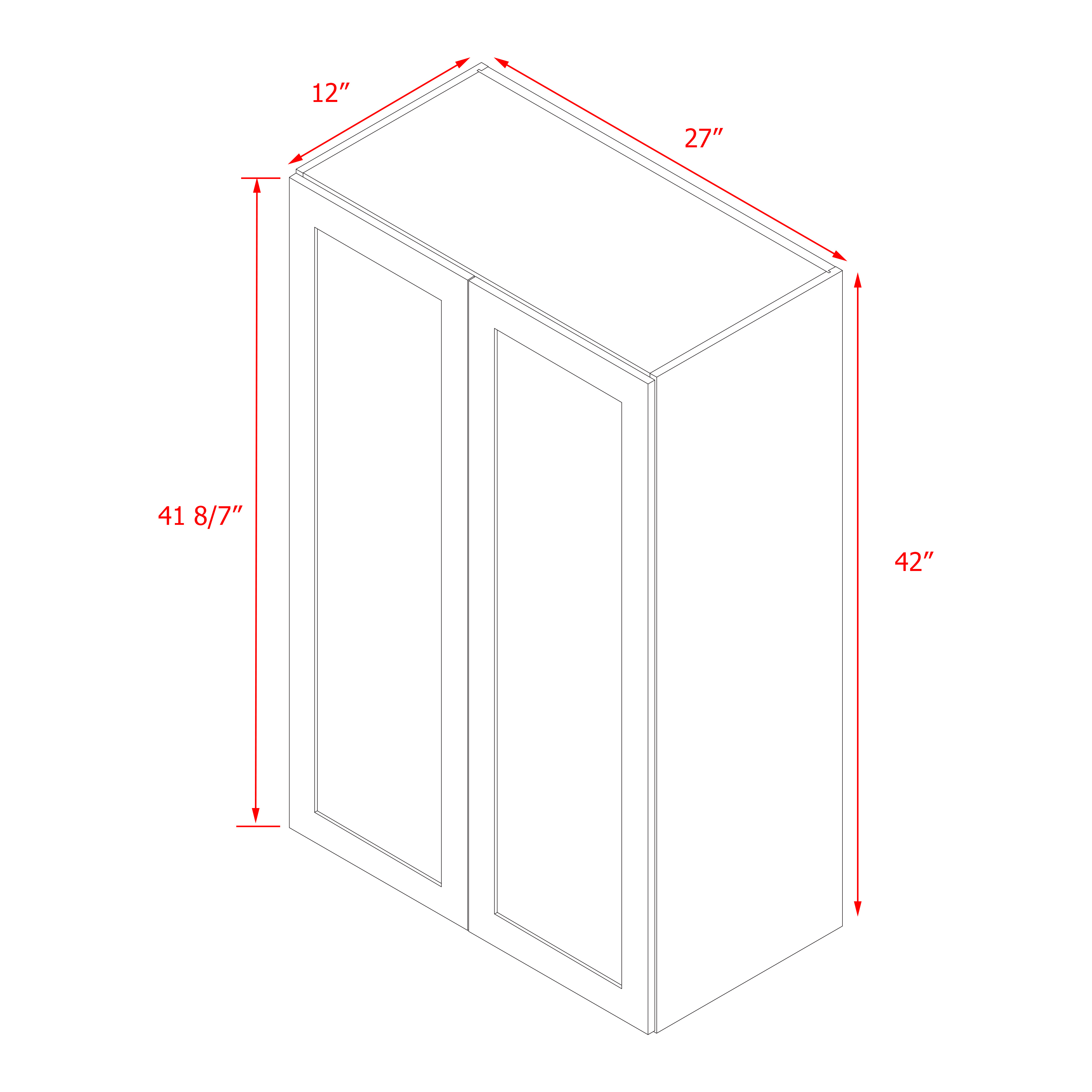 Mallroca Dolphin Gray Shaker - 27"W × 42"H Standard Wall Cabinet