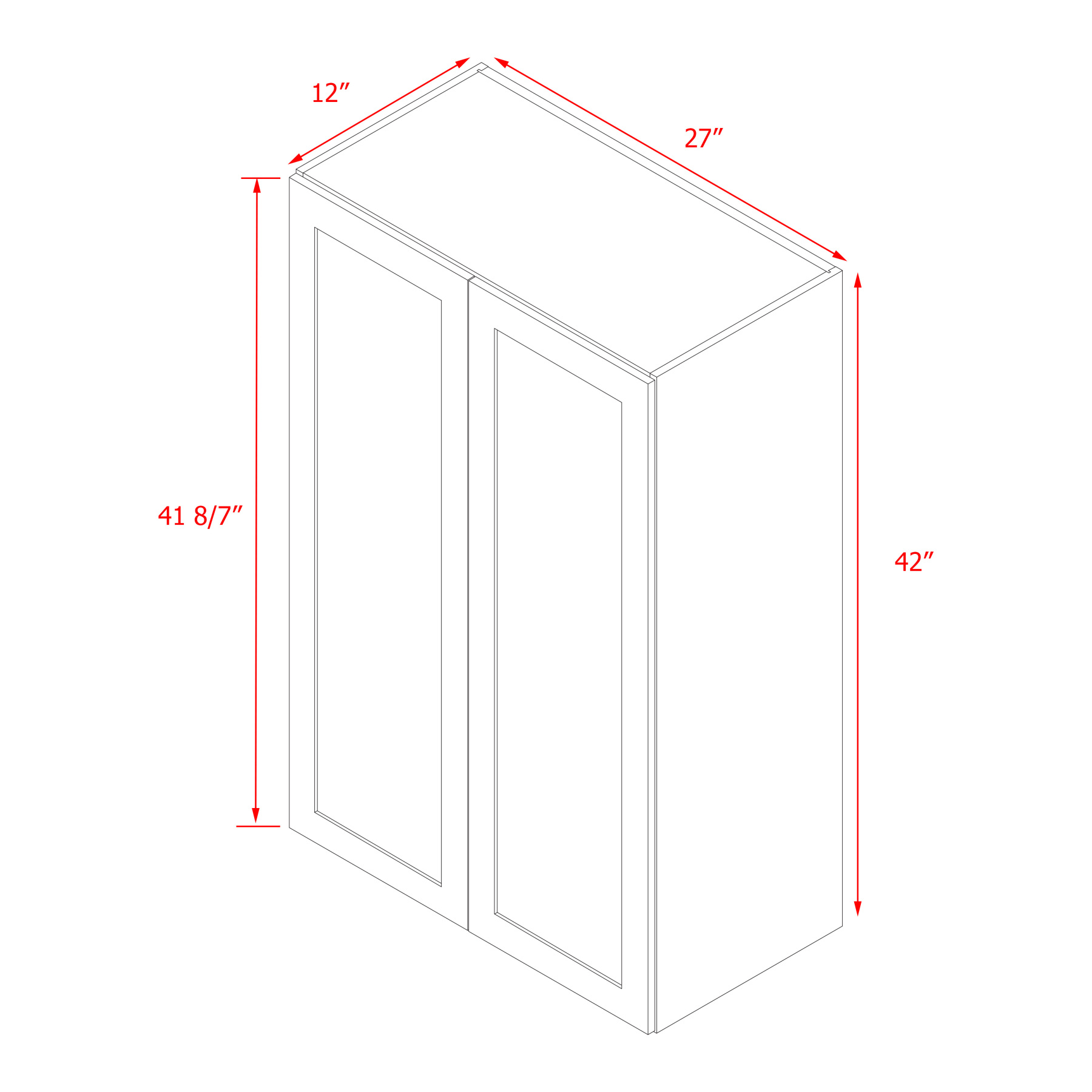 Mallroca Dolphin Gray Shaker - 27"W × 42"H Standard Wall Cabinet