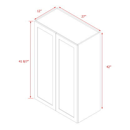 Mallroca Dolphin Gray Shaker - 27"W × 42"H Standard Wall Cabinet