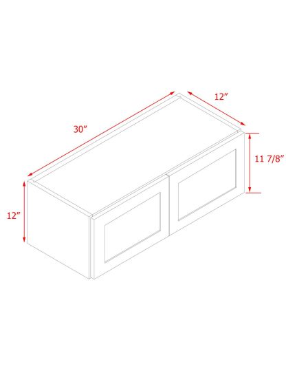 White Shaker - 30"W × 12"H Standard Wall Cabinet 2-Doors