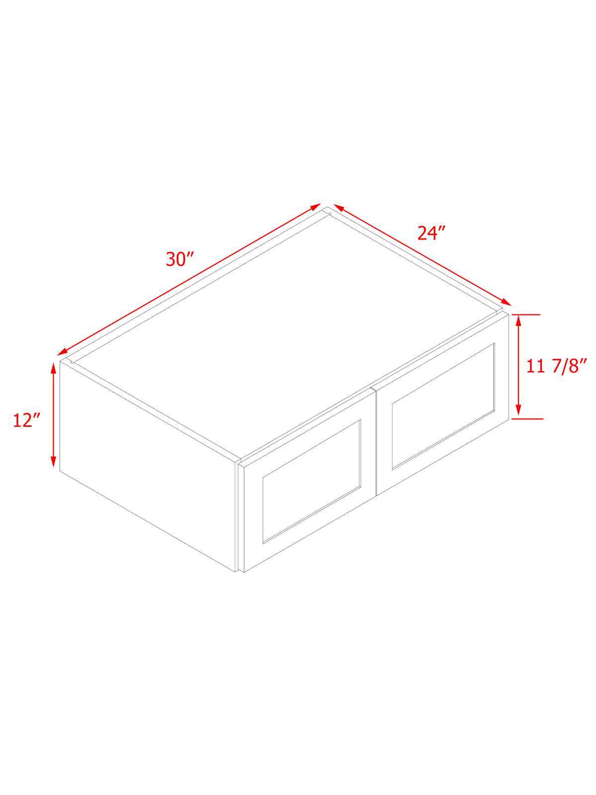 White Shaker - 30"W × 12"H Deep (24") Wall Bridge Cabinet 2-Doors