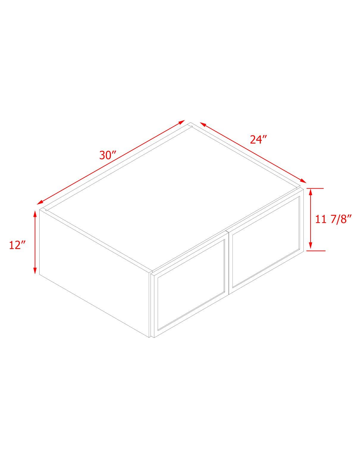 White Box Gray Slim - 30"W × 12"H Deep (24") Wall Bridge Cabinet 2-Doors