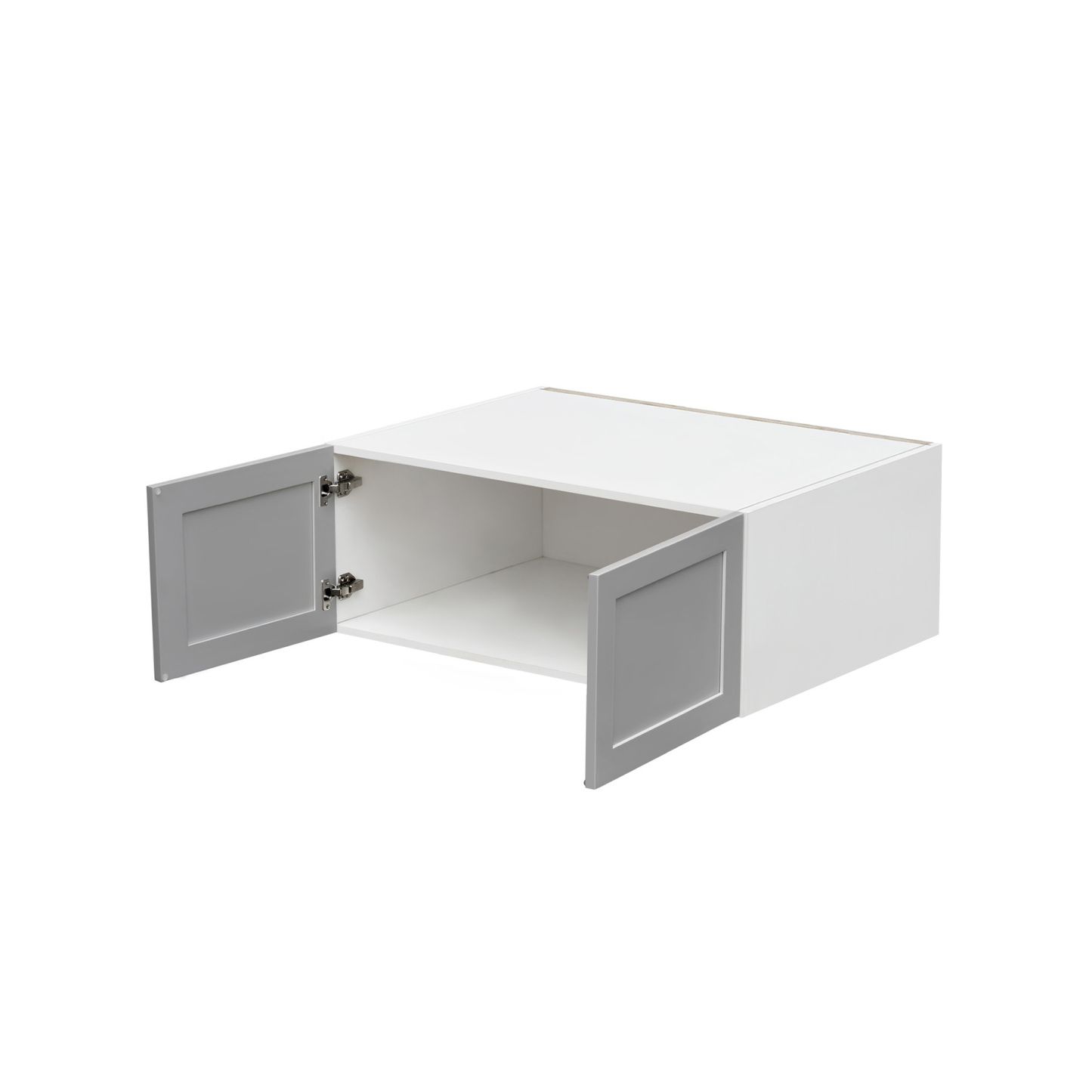White Box Gray Shaker - 30"W × 12"H Deep (24") Wall Bridge Cabinet 2-Doors