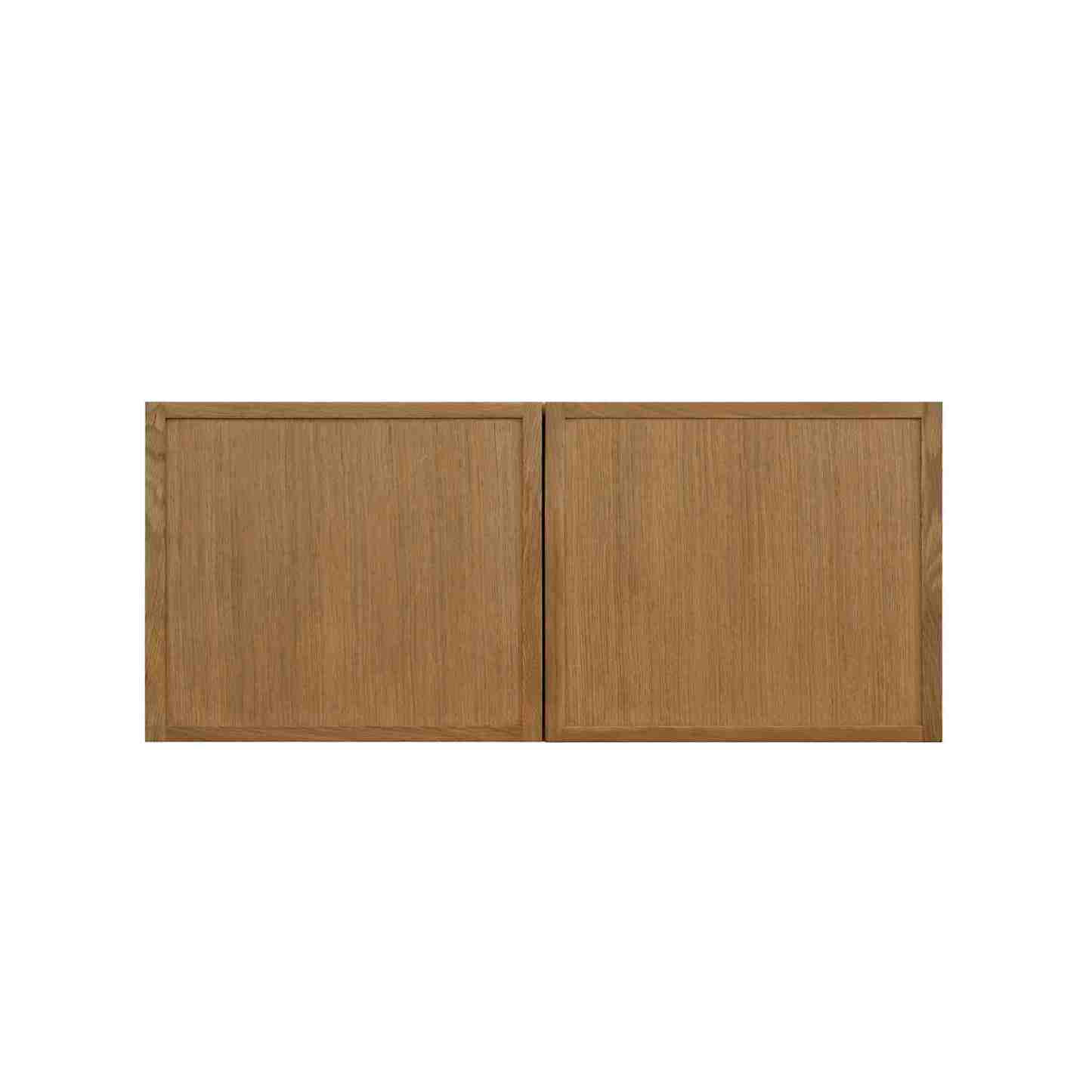 Natural Box Oak Slim - 30"W × 12"H Deep (24") Wall Bridge Cabinet 2-Doors