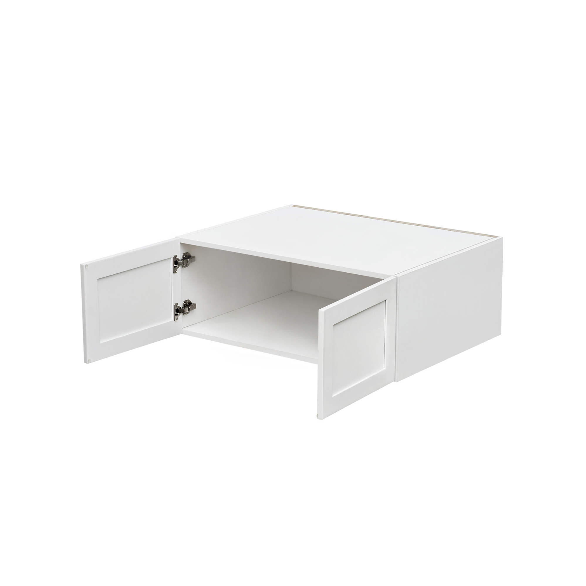 White Shaker - 30"W × 12"H Deep (24") Wall Bridge Cabinet 2-Doors