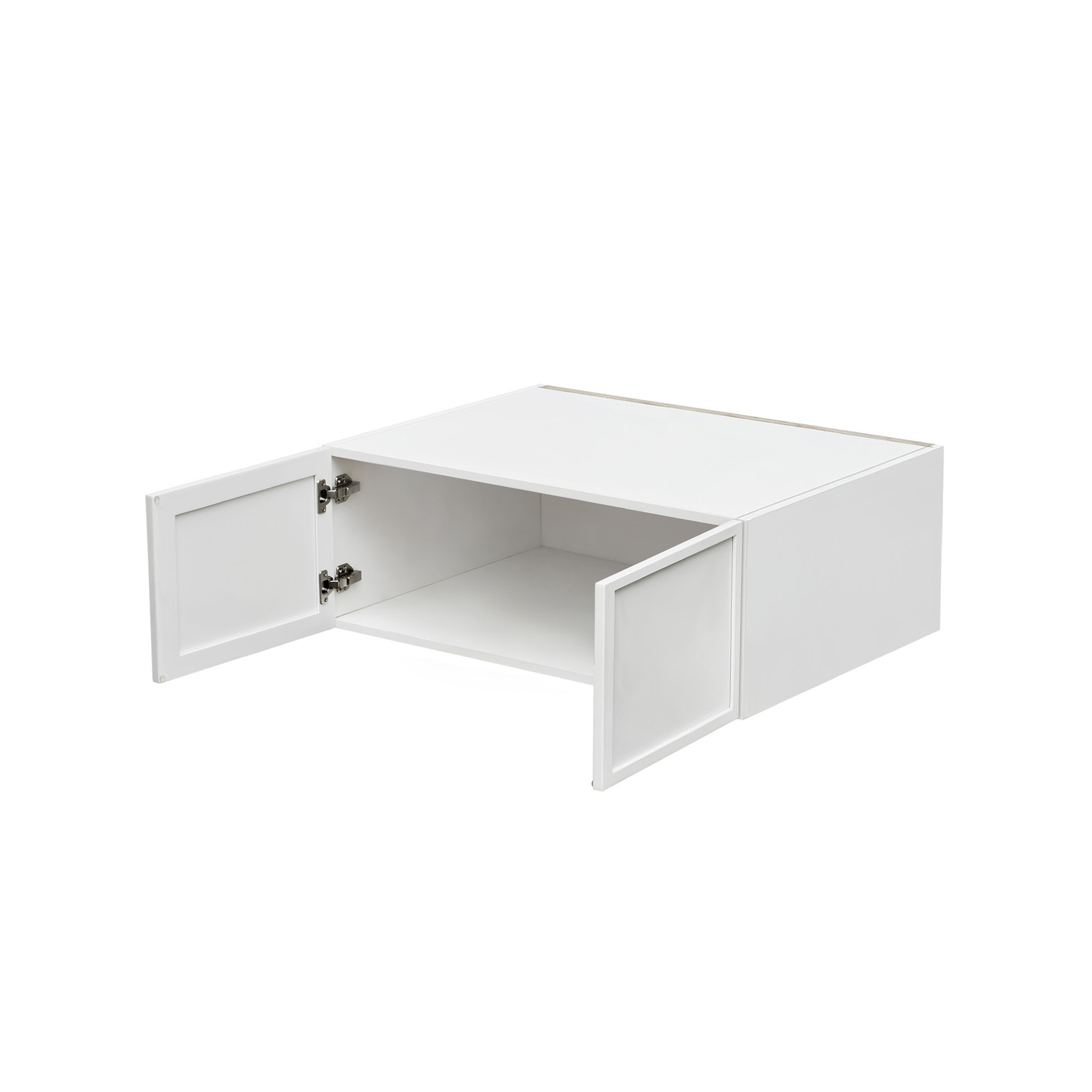 Slim White Shaker - 30"W × 12"H Deep (24") Wall Bridge Cabinet 2-Doors