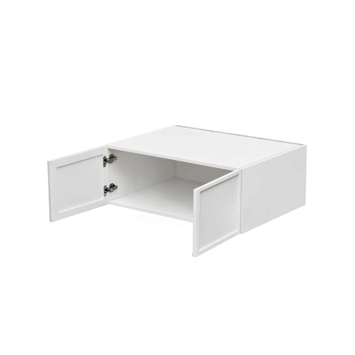 Slim White Shaker - 30"W × 12"H Deep (24") Wall Bridge Cabinet 2-Doors