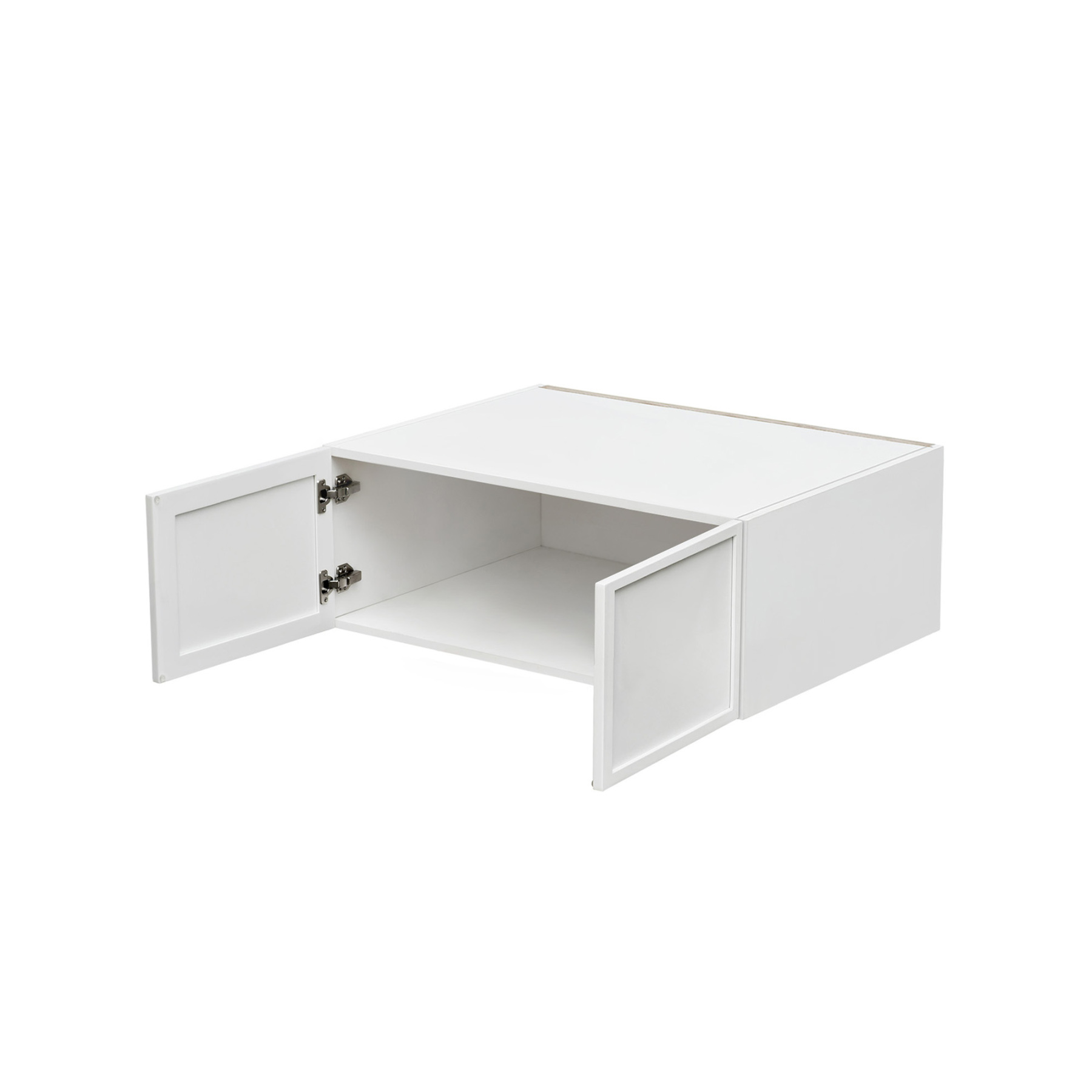 Slim White Shaker - 30"W × 12"H Deep (24") Wall Bridge Cabinet 2-Doors