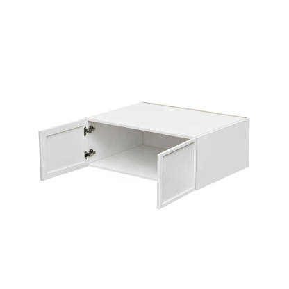 Slim White Shaker - 30"W × 12"H Deep (24") Wall Bridge Cabinet 2-Doors