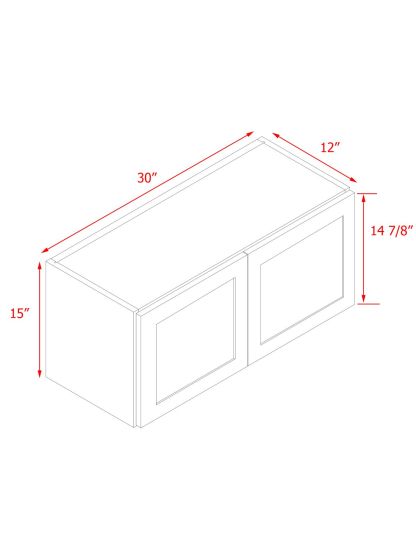 White Shaker - 30"W × 15"H Standard Wall Cabinet 2-Doors