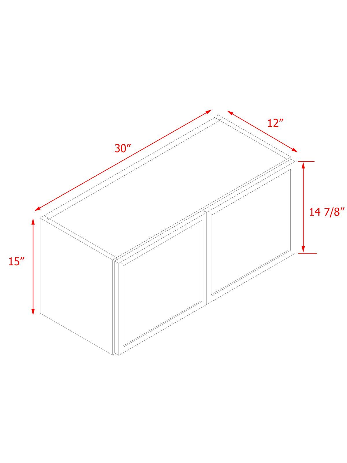 Natural Box Oak Slim - 30"W × 15"H Standard Wall Cabinet 2-Doors