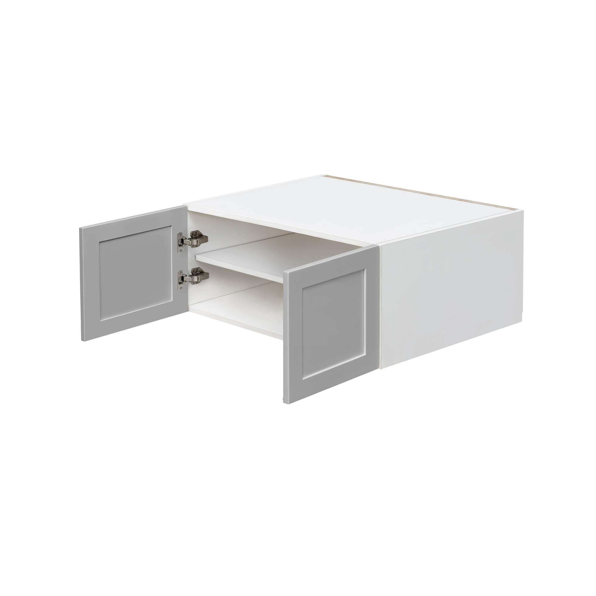 White Box Gray Shaker - 30"W × 15"H Deep (24") Wall Bridge Cabinet 2-Doors 1-Adjustable shelf