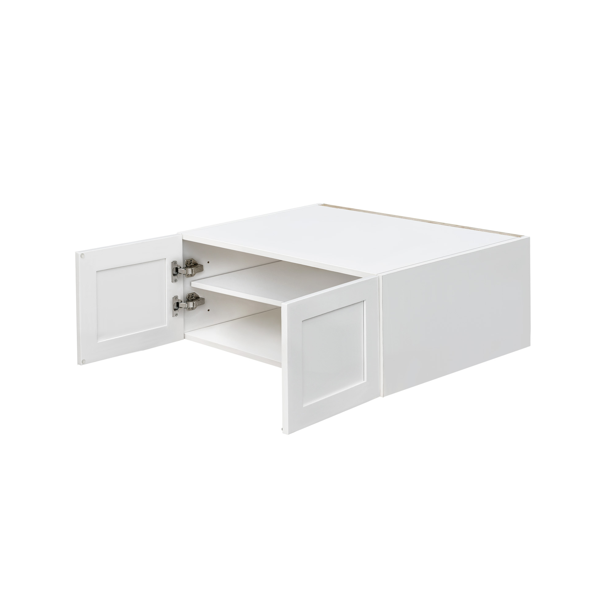 White Shaker - 30"W × 15"H Deep (24") Wall Bridge Cabinet 2-Doors 1-Adjustable shelf