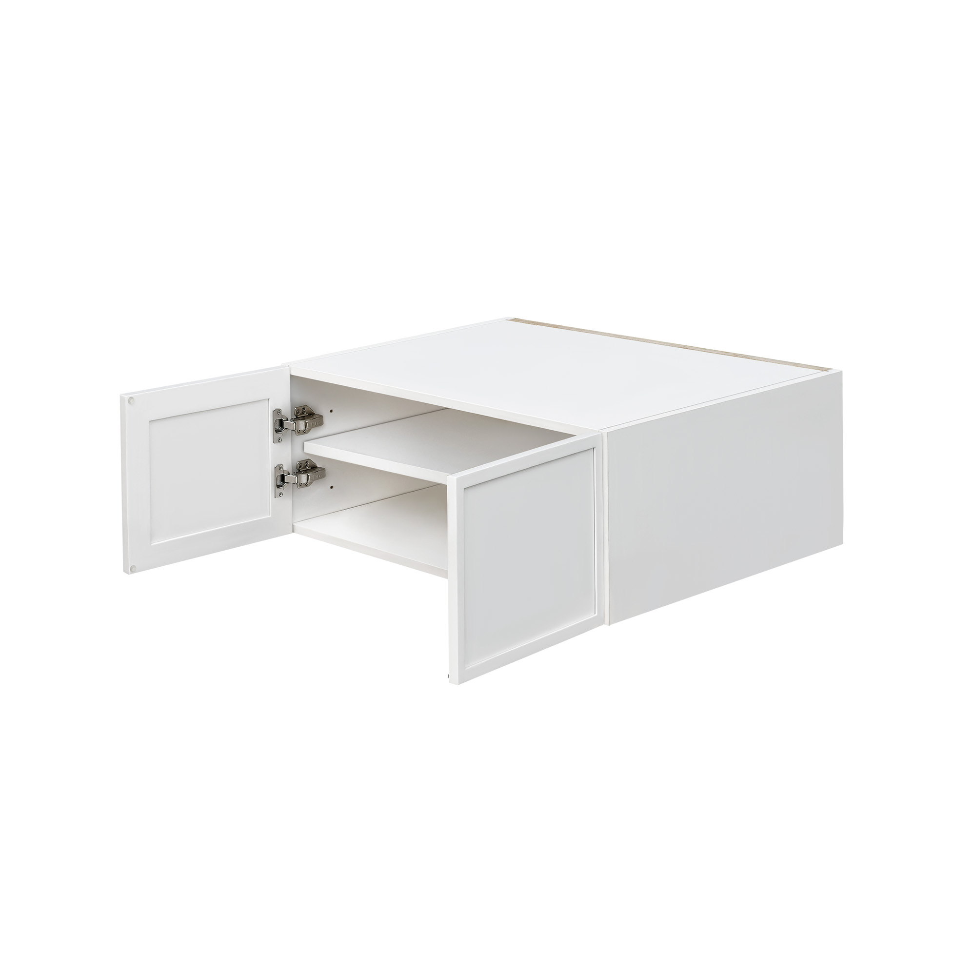 Slim White Shaker - 30"W × 15"H Deep (24") Wall Bridge Cabinet 2-Doors 1-Adjustable shelf