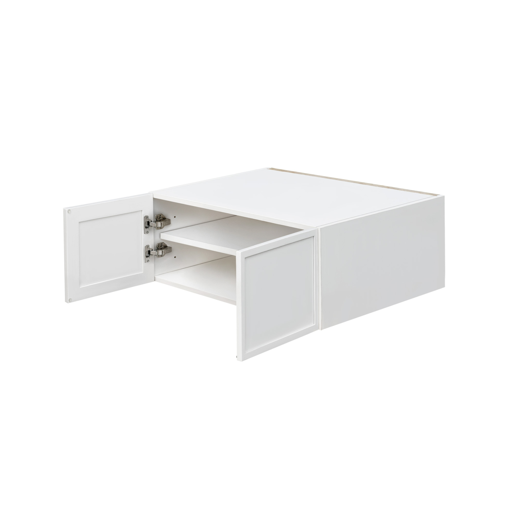 Slim White Shaker - 30"W × 15"H Deep (24") Wall Bridge Cabinet 2-Doors 1-Adjustable shelf