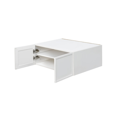 Slim White Shaker - 30"W × 15"H Deep (24") Wall Bridge Cabinet 2-Doors 1-Adjustable shelf