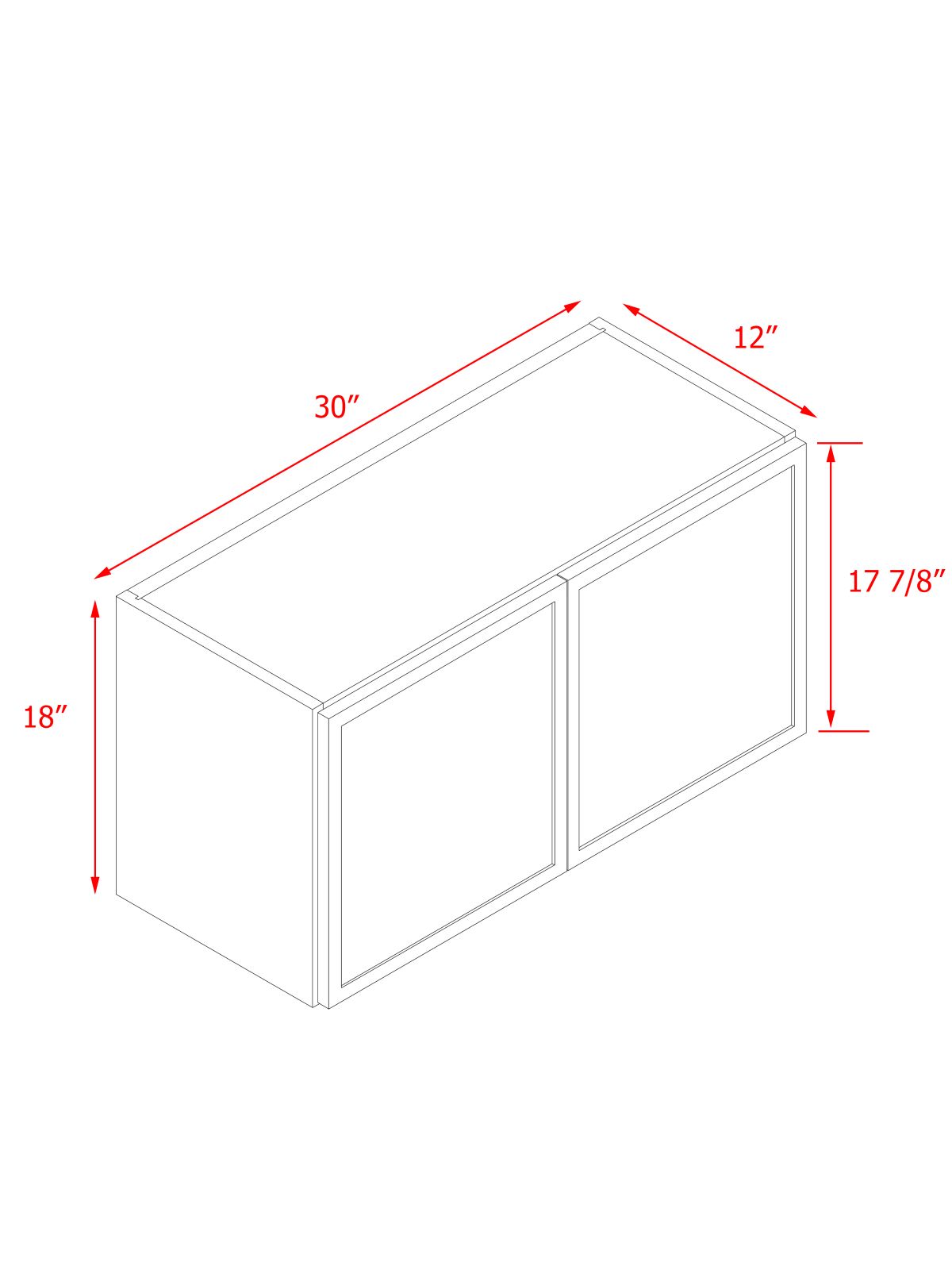Natural Box Oak Slim - 30"W × 18"H Standard Wall Cabinet 2-Doors 1-Adjustable shelf