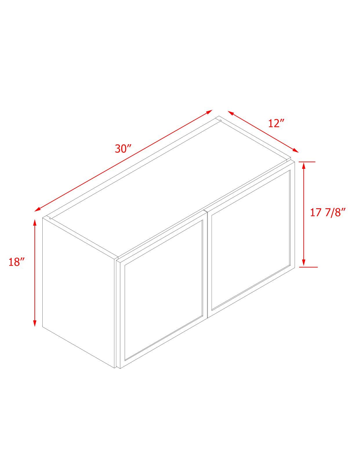 Natural Box Oak Slim - 30"W × 18"H Standard Wall Cabinet 2-Doors 1-Adjustable shelf