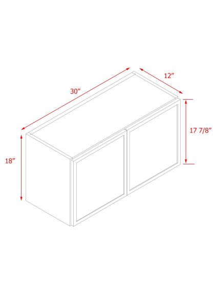Natural Box Oak Slim - 30"W × 18"H Standard Wall Cabinet 2-Doors 1-Adjustable shelf