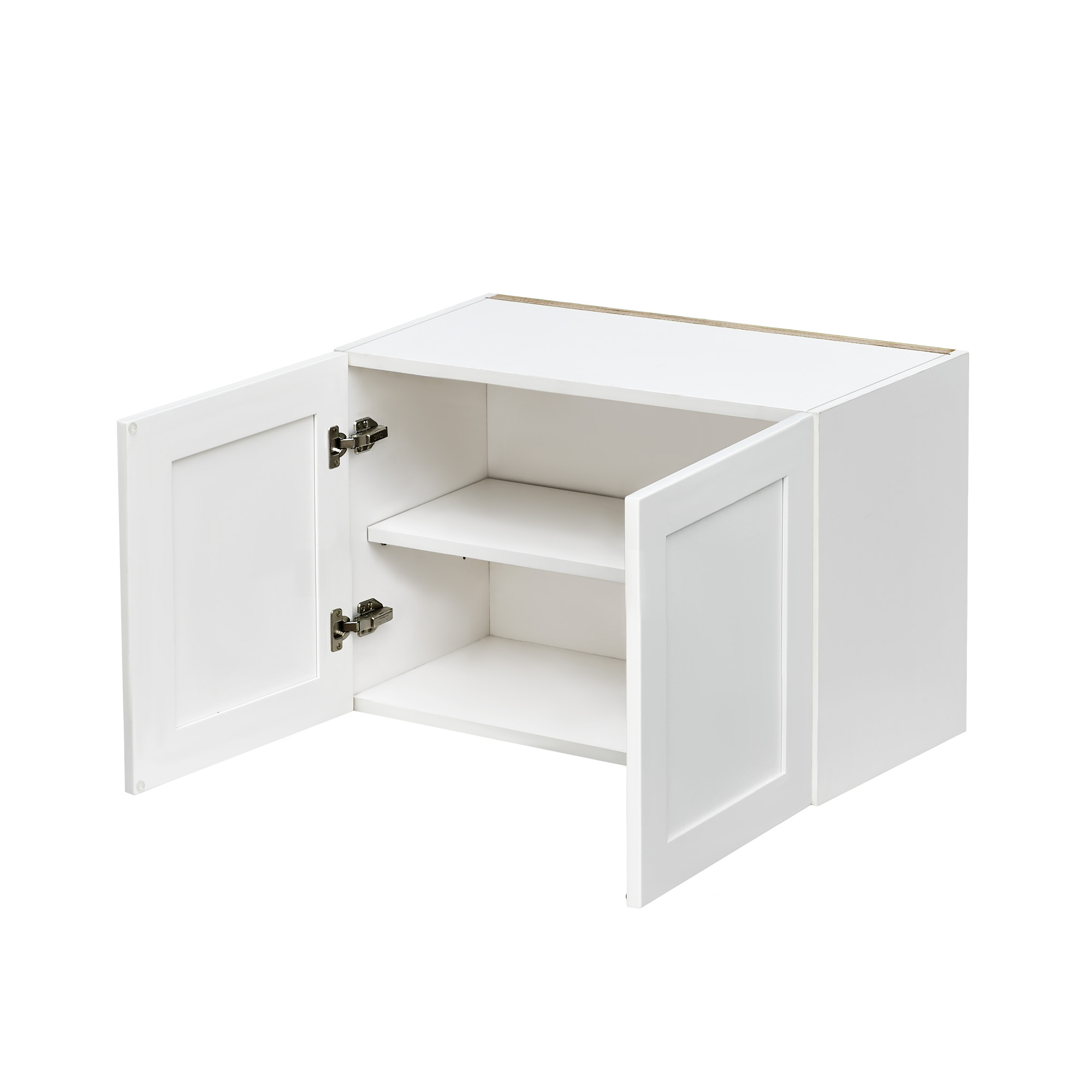 White Shaker - 30"W × 18"H Standard Wall Cabinet 2-Doors 1-Adjustable shelf
