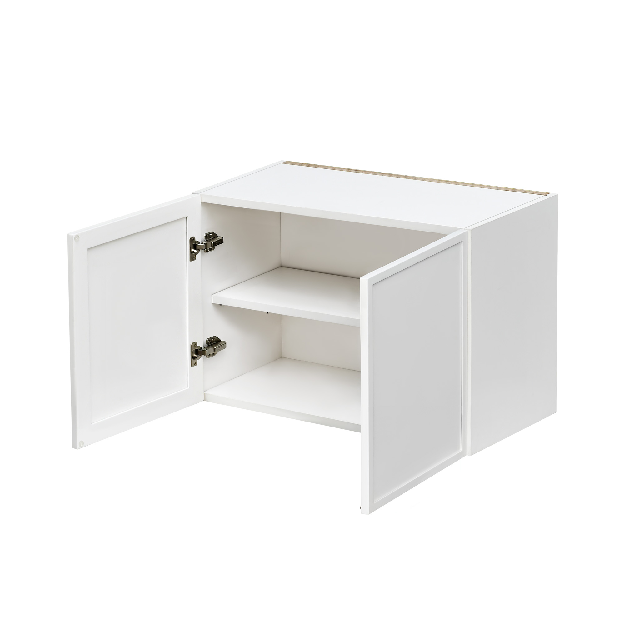 Slim White Shaker - 30"W × 18"H Standard Wall Cabinet 2-Doors 1-Adjustable shelf