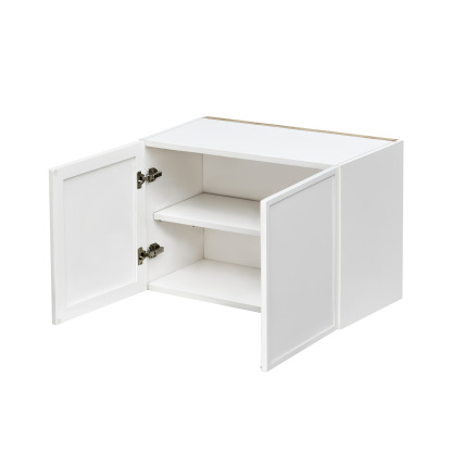 Slim White Shaker - 30"W × 18"H Standard Wall Cabinet 2-Doors 1-Adjustable shelf