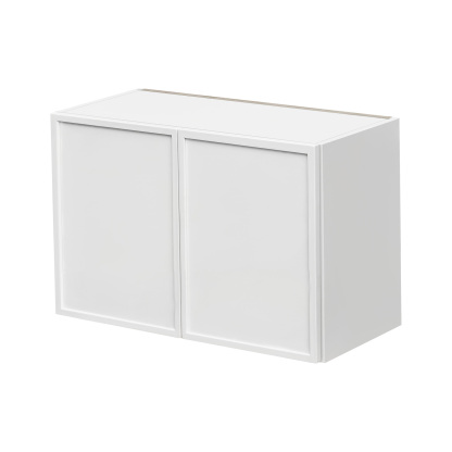Slim White Shaker - 30"W × 18"H Standard Wall Cabinet 2-Doors 1-Adjustable shelf