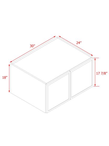 Slim White Shaker - 30"W × 18"H Deep (24") Wall Bridge Cabinet 2-Doors 1-Adjustable shelf
