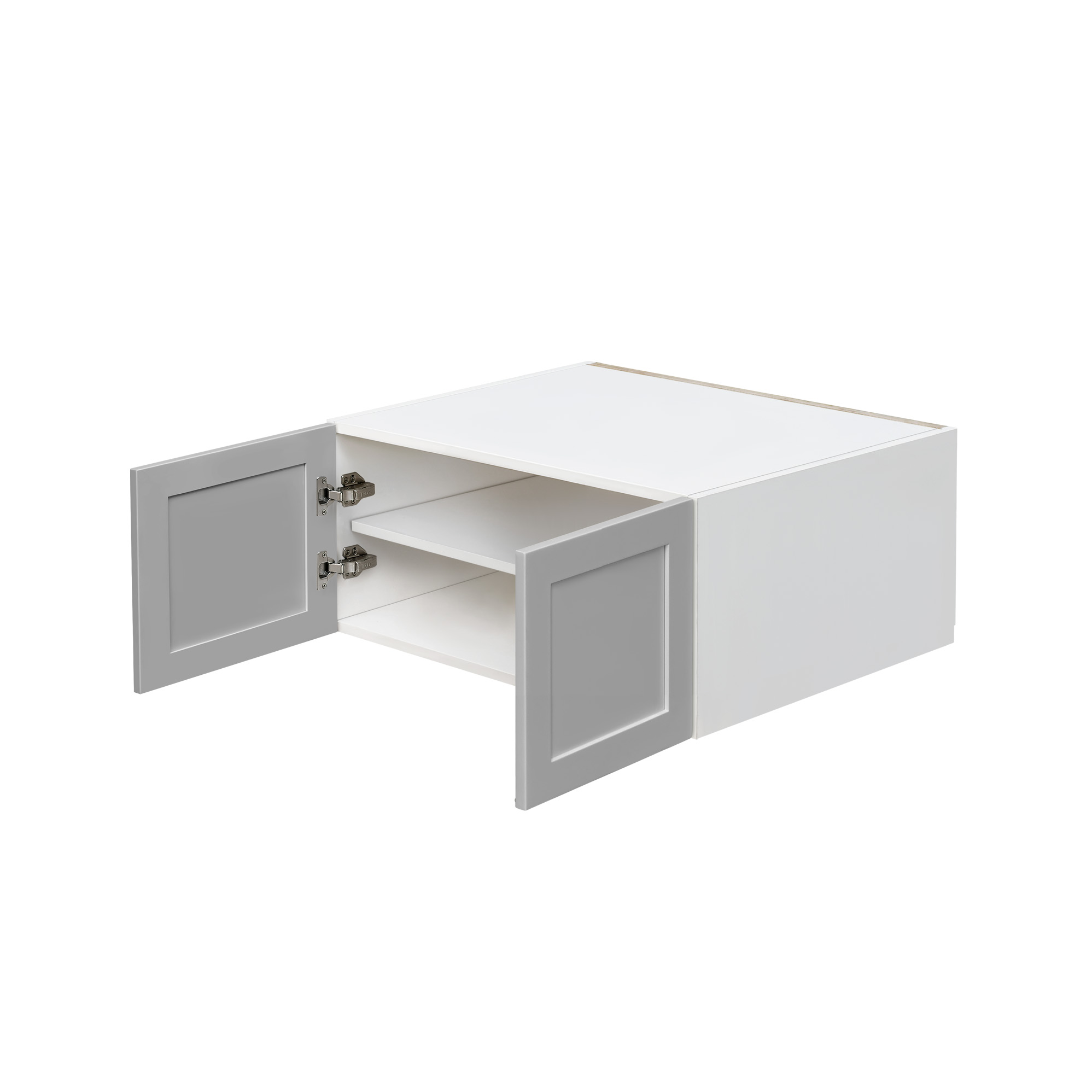 White Box Gray Shaker - 30"W × 18"H Deep (24") Wall Bridge Cabinet 2-Doors 1-Adjustable shelf