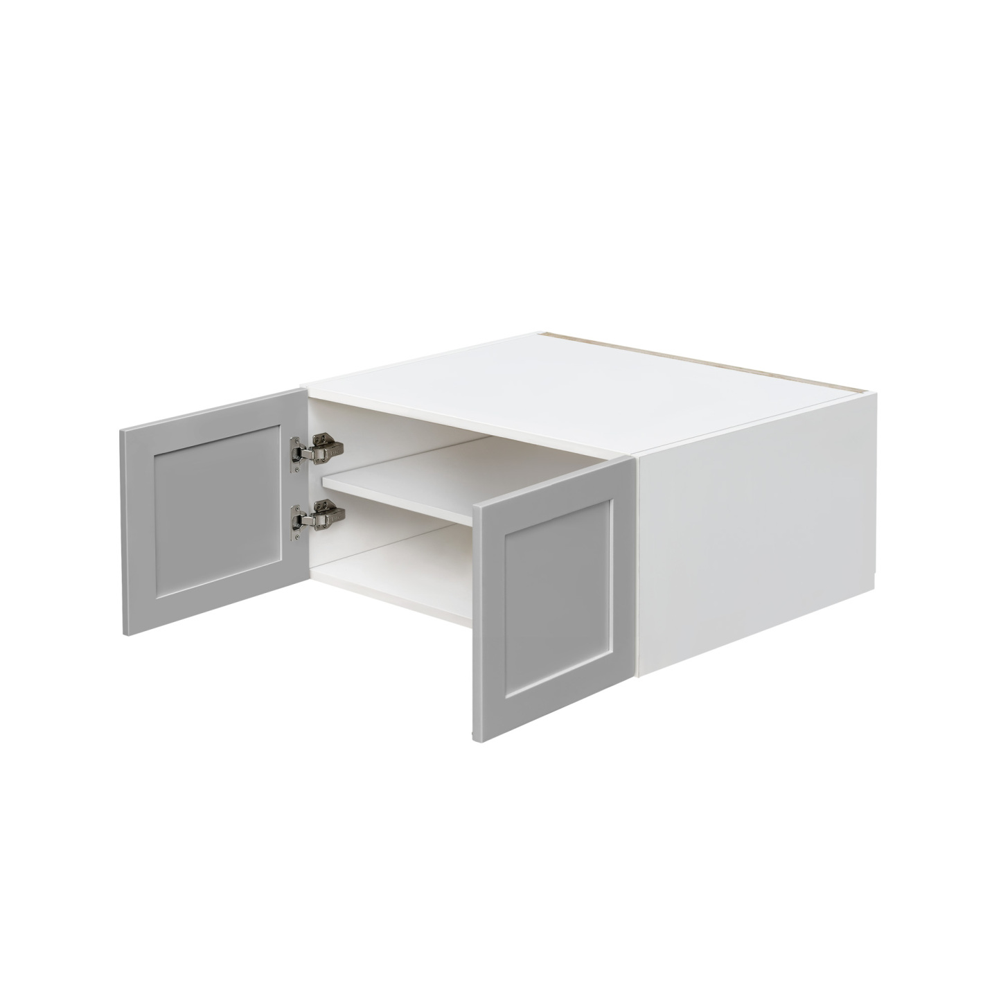 White Box Gray Shaker - 30"W × 18"H Deep (24") Wall Bridge Cabinet 2-Doors 1-Adjustable shelf