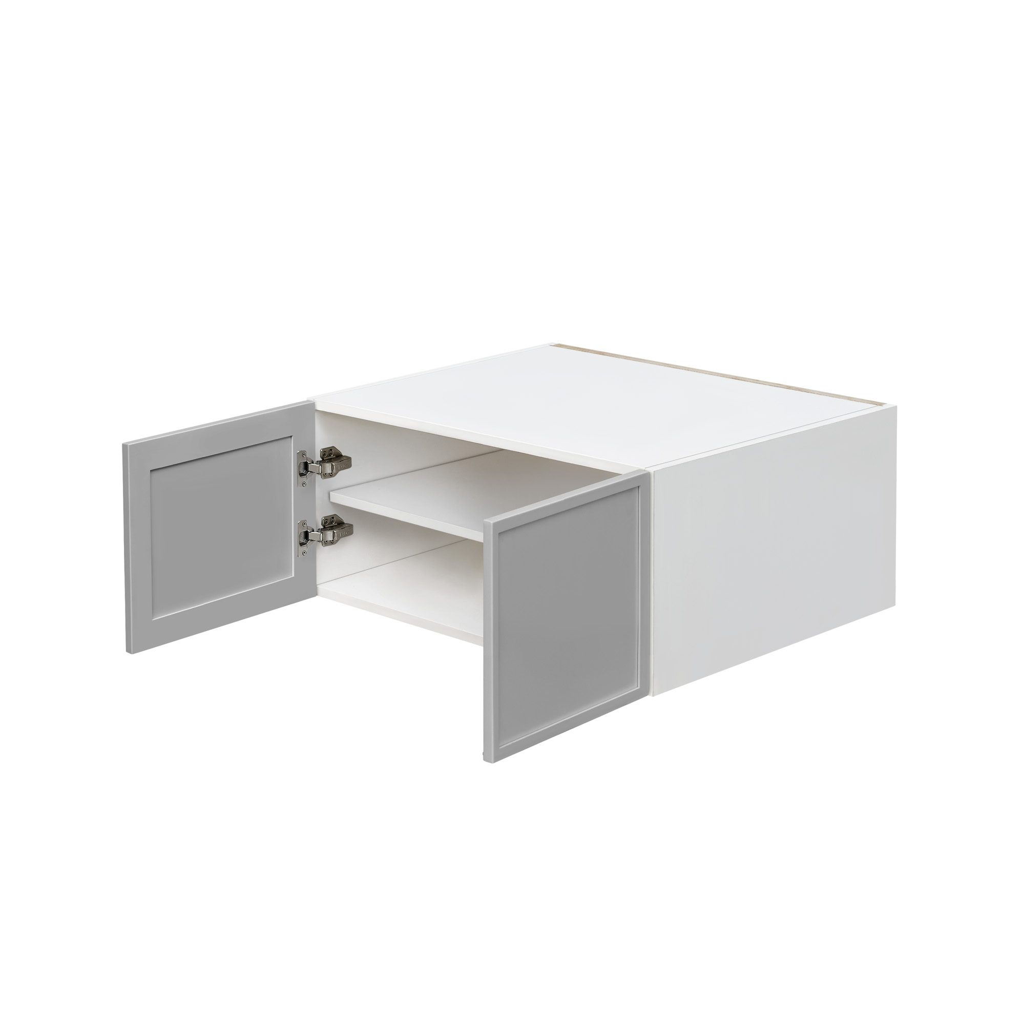 White Box Gray Slim - 30"W × 18"H Deep (24") Wall Bridge Cabinet 2-Doors 1-Adjustable shelf