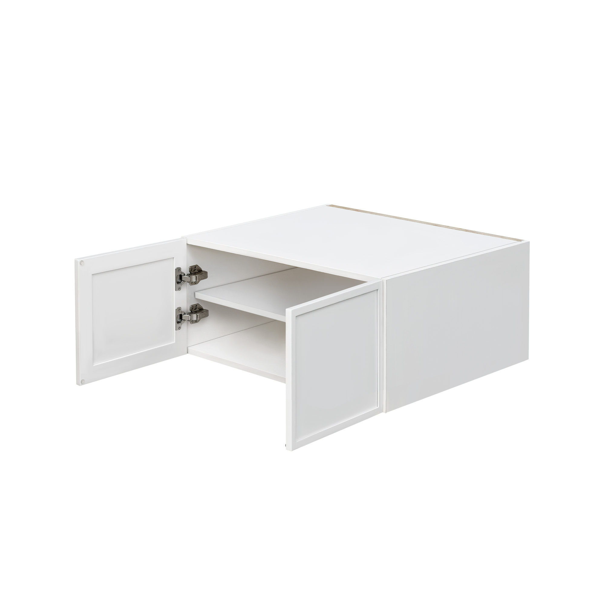 Slim White Shaker - 30"W × 18"H Deep (24") Wall Bridge Cabinet 2-Doors 1-Adjustable shelf