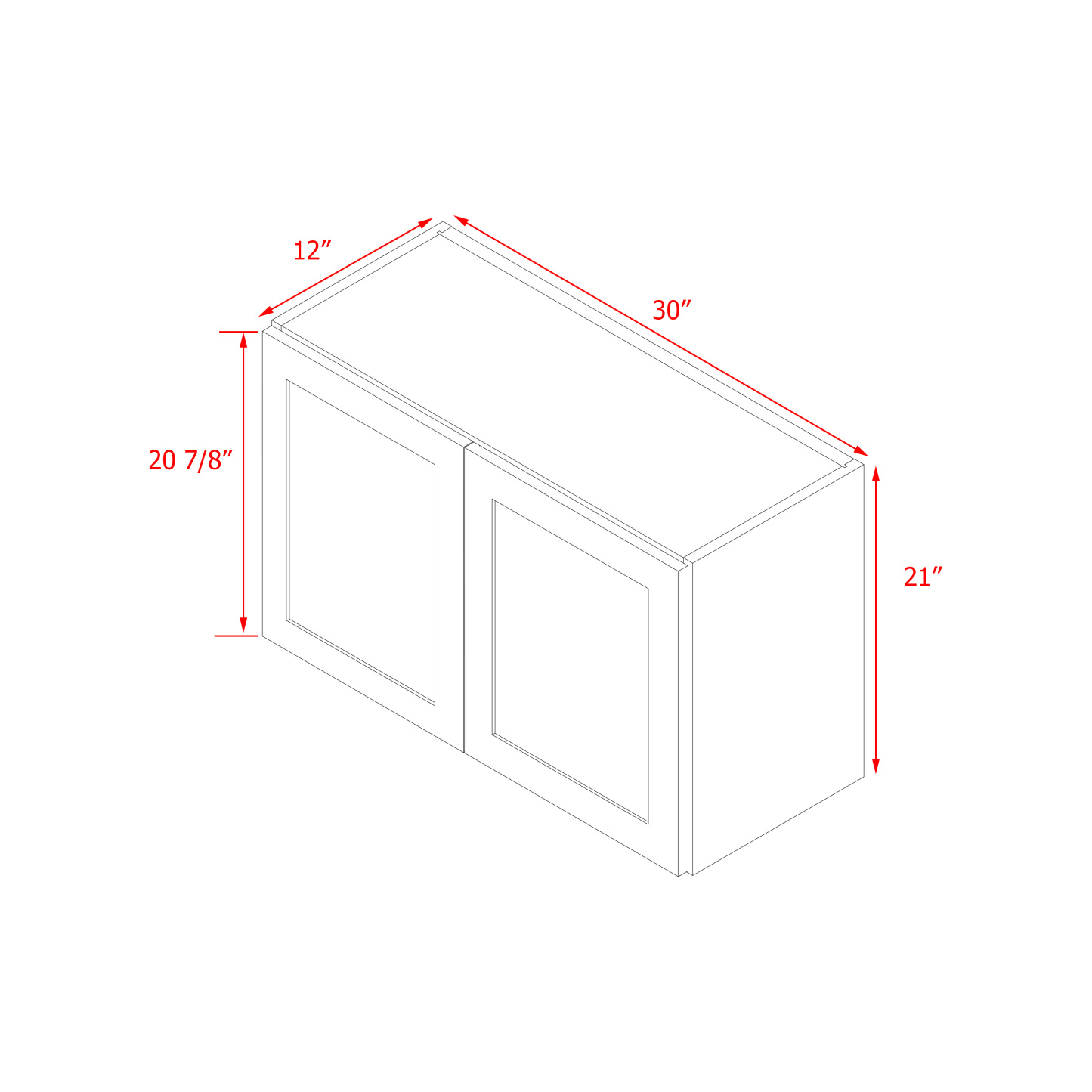 Mallorca Dolphin Gray Shaker - 30"W × 21"H Wall Cabinet