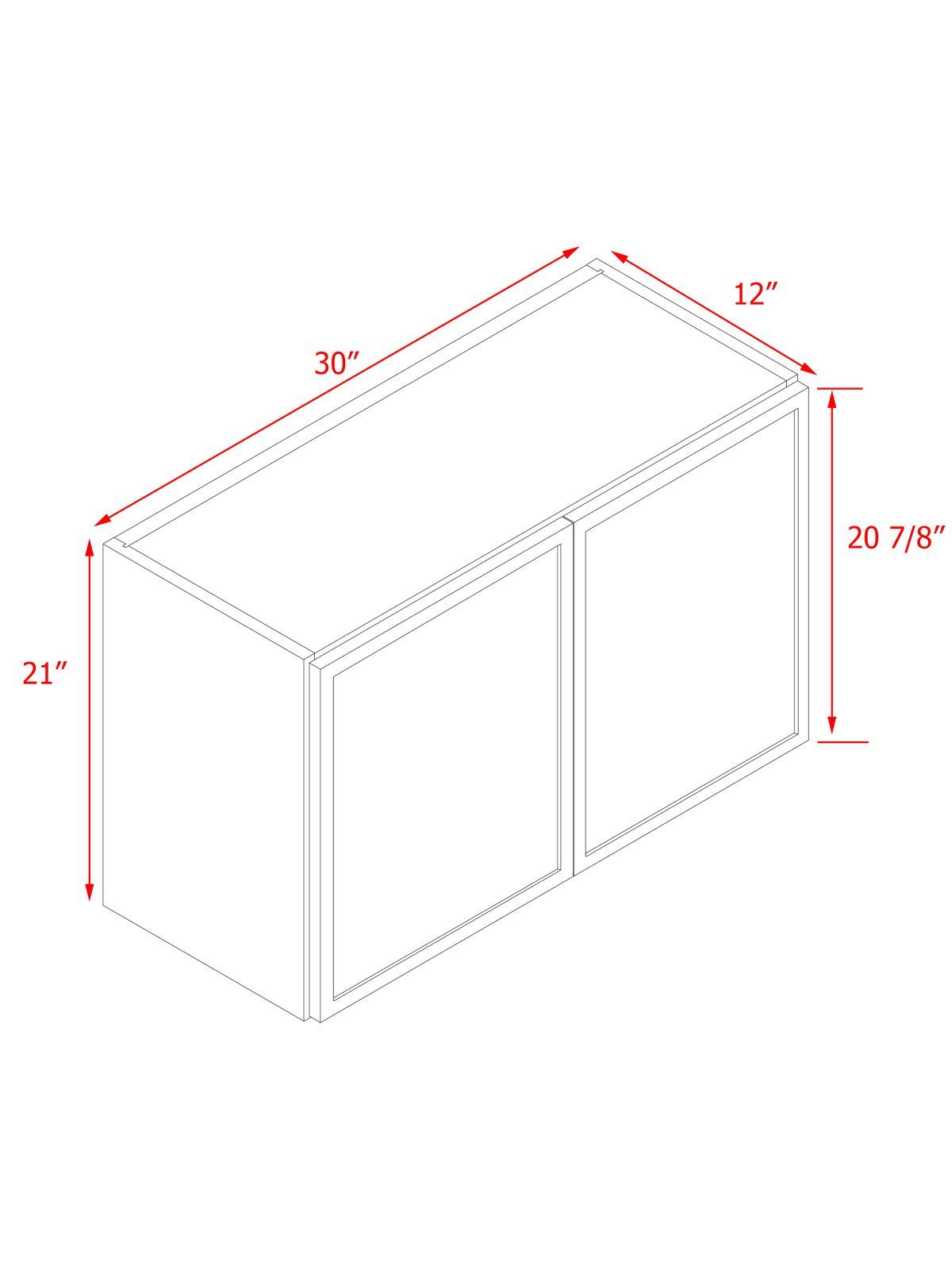 White Box Gray Slim - 30"W × 21"H Standard Wall Cabinet 2-Doors 1-Adjustable shelf