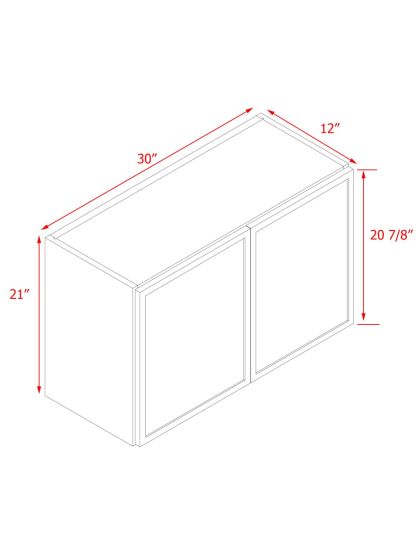 White Box Gray Slim - 30"W × 21"H Standard Wall Cabinet 2-Doors 1-Adjustable shelf