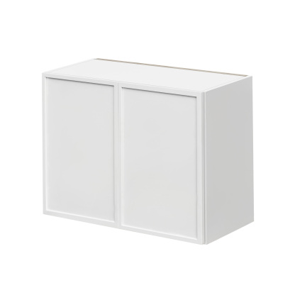 Slim White Shaker - 30"W × 21"H Standard Wall Cabinet 2-Doors 1-Adjustable shelf