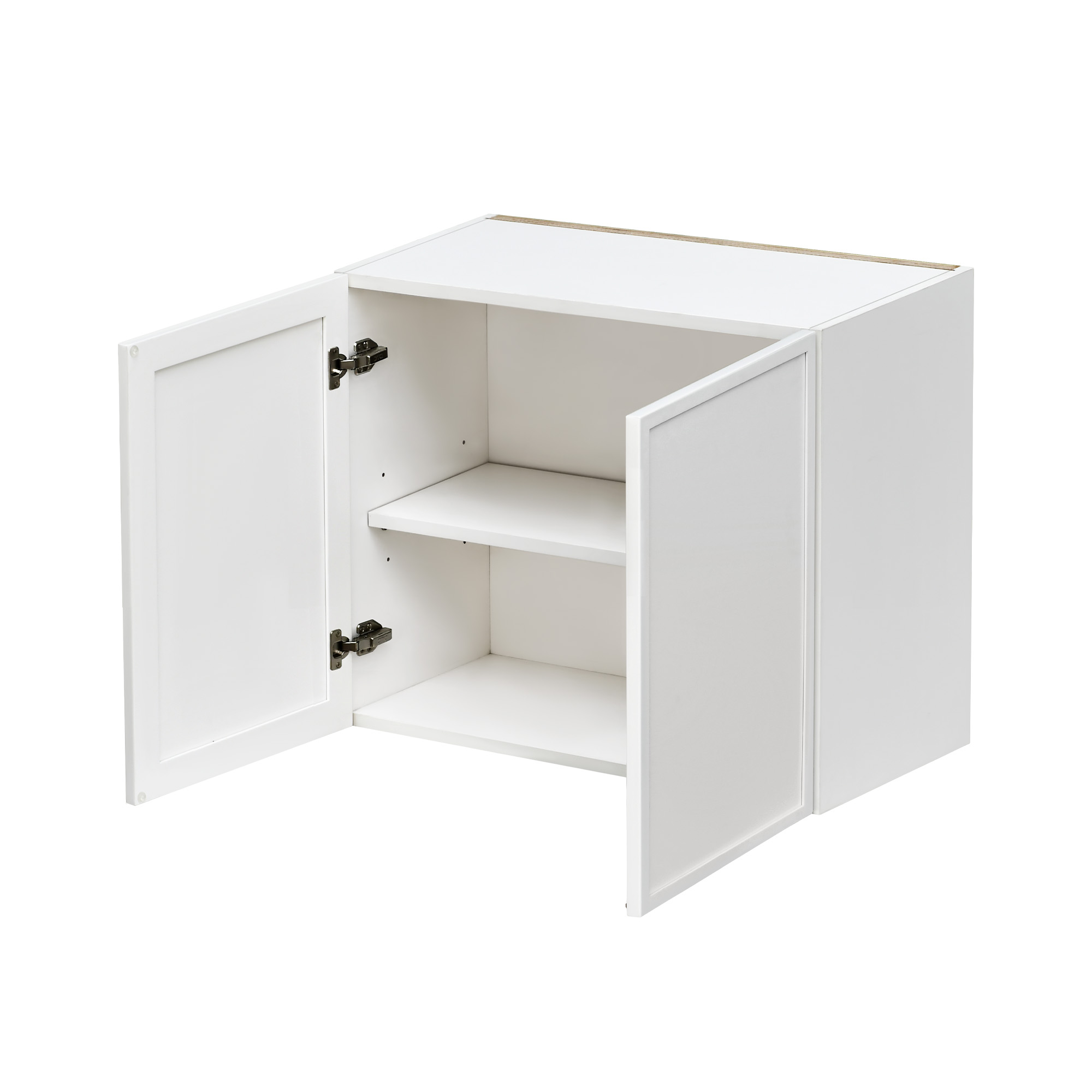 Slim White Shaker - 30"W × 21"H Standard Wall Cabinet 2-Doors 1-Adjustable shelf