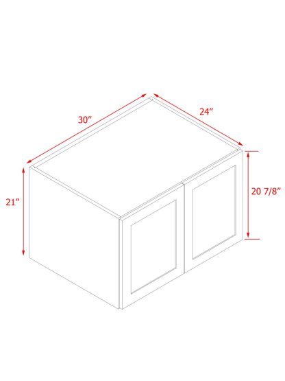 White Box Gray Shaker - 30"W × 21"H Deep (24") Wall Bridge Cabinet 2-Doors 1-Adjustable shelf