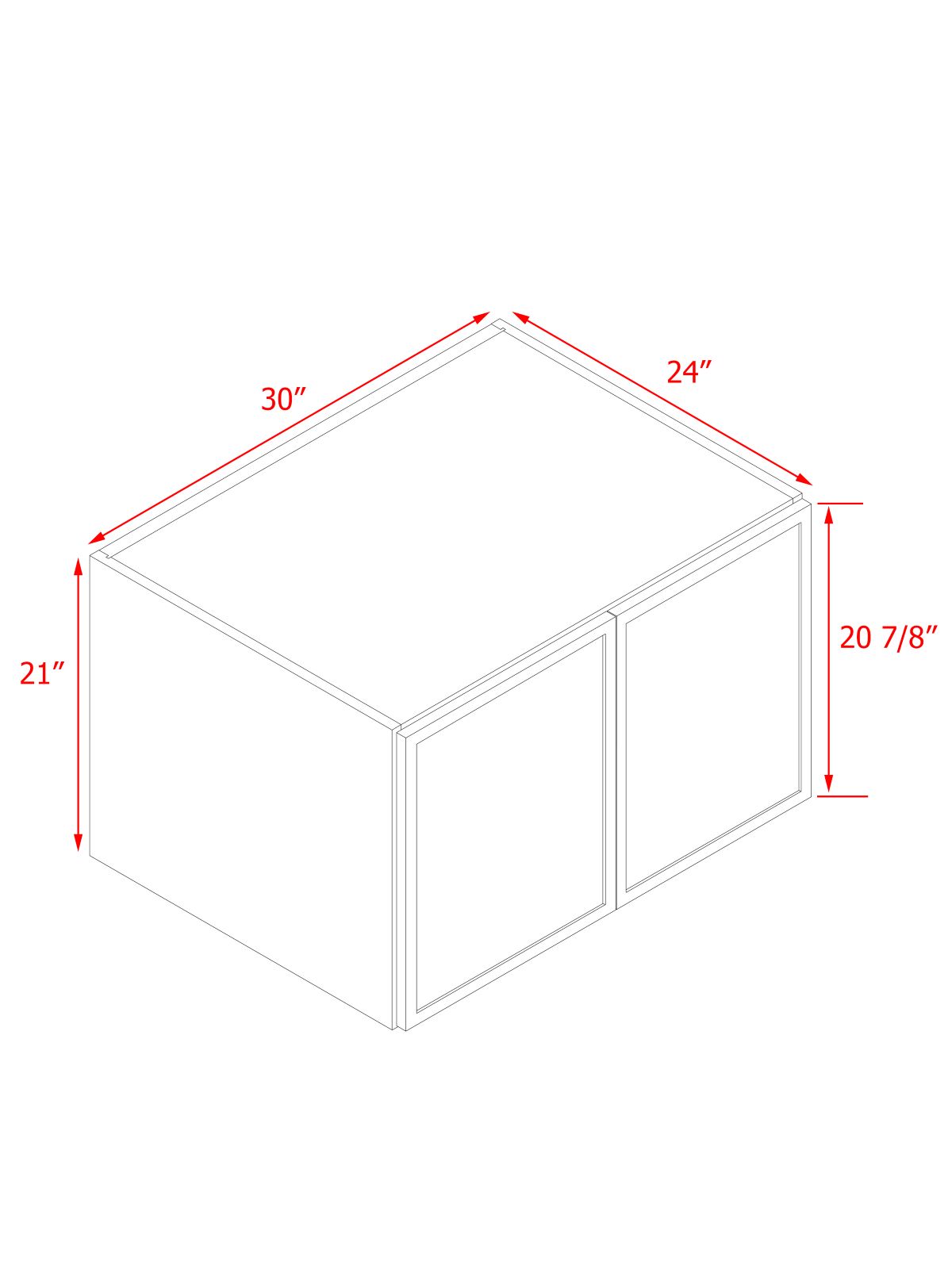 White Box Gray Slim - 30"W × 21"H Deep (24") Wall Bridge Cabinet 2-Doors 1-Adjustable shelf