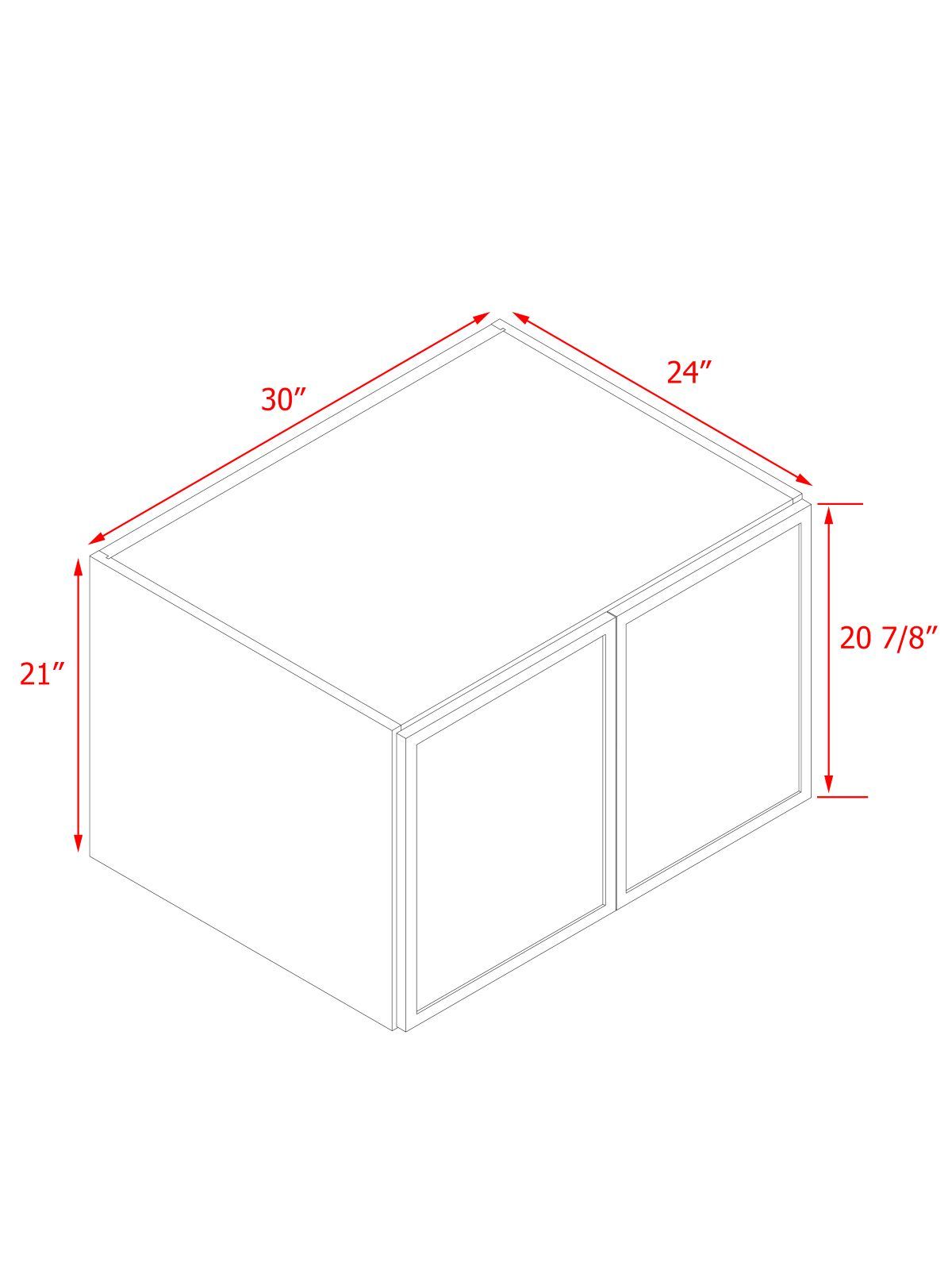 White Box Gray Slim - 30"W × 21"H Deep (24") Wall Bridge Cabinet 2-Doors 1-Adjustable shelf