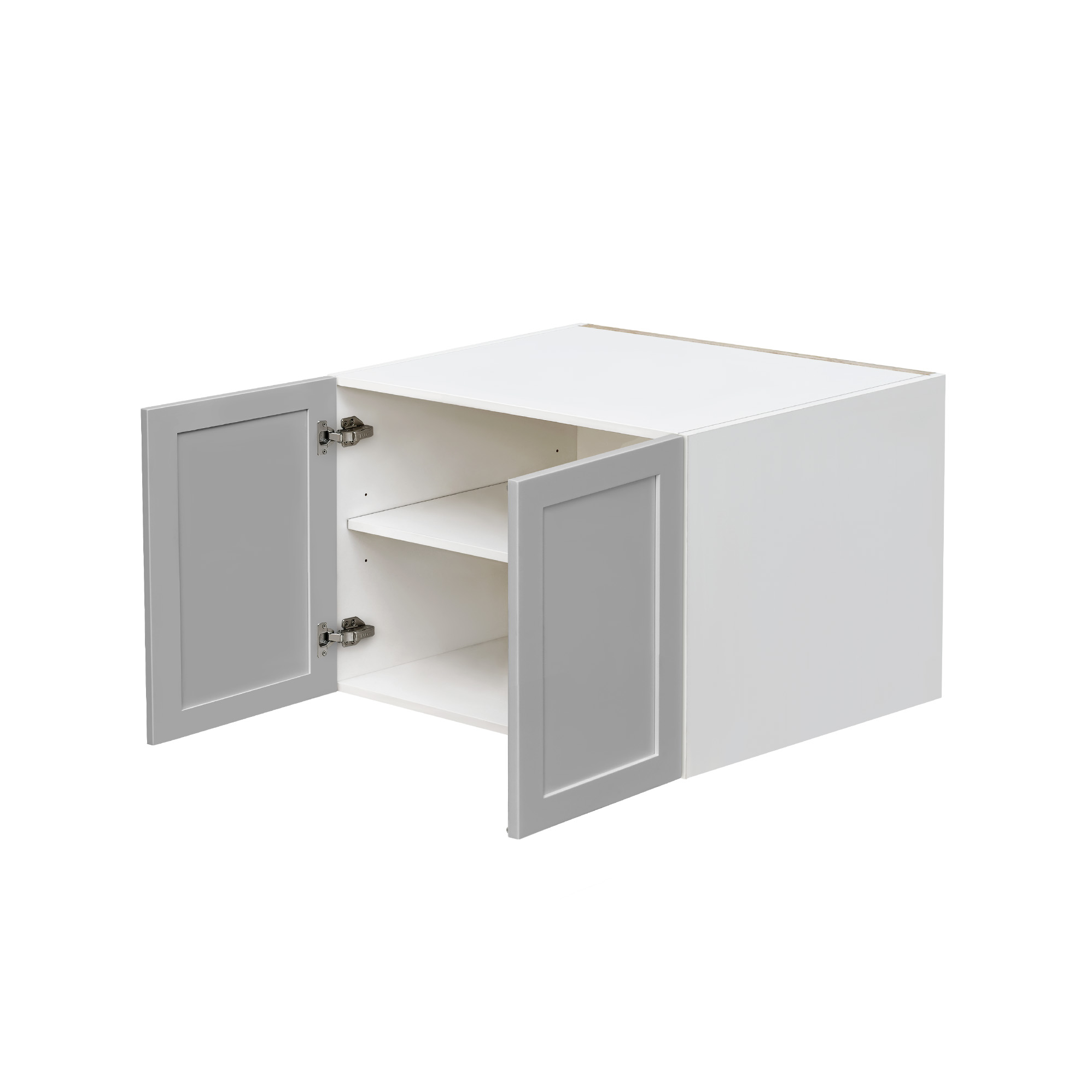 White Box Gray Shaker - 30"W × 21"H Deep (24") Wall Bridge Cabinet 2-Doors 1-Adjustable shelf