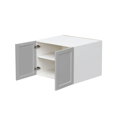 White Box Gray Shaker - 30"W × 21"H Deep (24") Wall Bridge Cabinet 2-Doors 1-Adjustable shelf